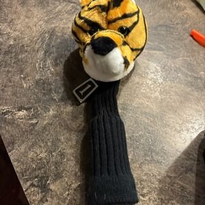 Tiger Golf Club Head Cover Wood Driver Plush Orange Black White
